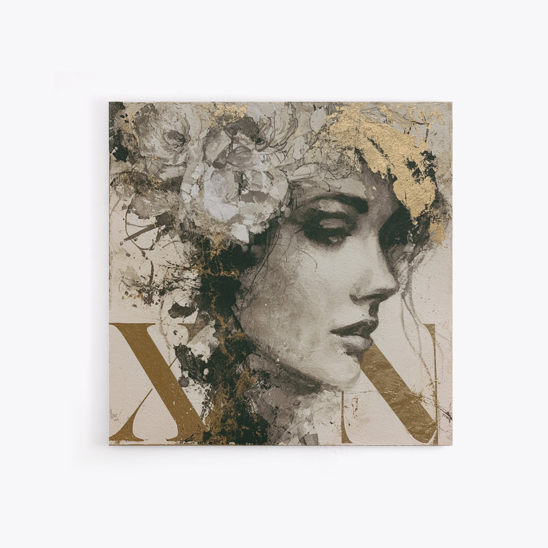 Mixed Media Woman Framed Canvas Print, Eclectic Art, Art Print, Living Room Decor, Oil Painting, Eclectic, Portrait, ECL-1x1-8