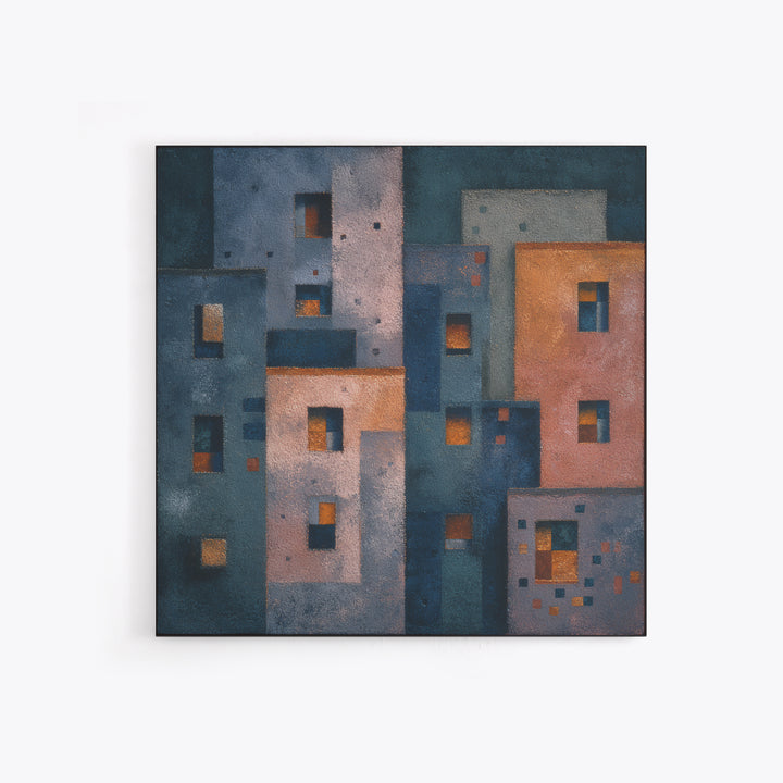 Playful Checkerboard Landscape Canvas Print, Eclectic Art, Boho, Living Room Decor, Oil Painting, Eclectic, Unique Wall Art, ECL-1x1-81