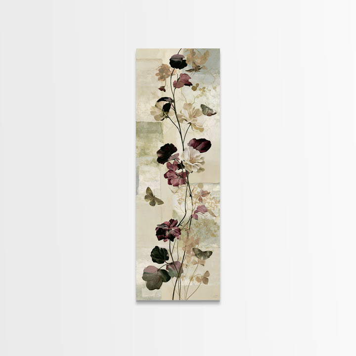 Botanical Collage with Butterflies and Old Paper Canvas Print, Eclectic Art, Wall Art, Living Room Decor, Fine Art, Eclectic, ECL-1x3-1