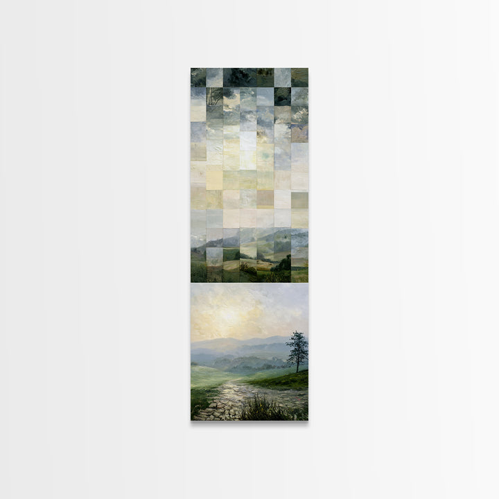 Bohemian Patchwork Landscape Canvas Print, Eclectic Art, Artwork, Living Room Decor, Eclectic, Boho Decor, Gallery Decor, ECL-1x3-12