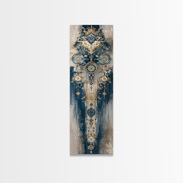 Layered Tapestry Pattern Framed Canvas Print, Eclectic Art, Dopamine Decor, Living Room Decor, Eclectic, Minimalist Decor, ECL-1x3-52