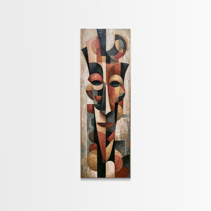 Abstract Mask with Playful Textures Canvas Print, Eclectic Art, Fine Art Print, Living Room Decor, Fine Art, Eclectic, ECL-1x3-56
