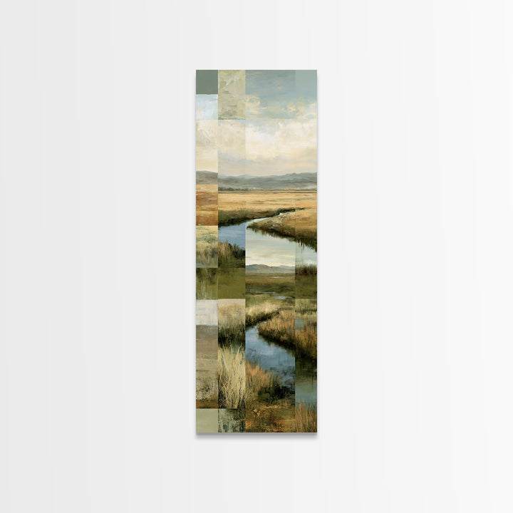 Bohemian Patchwork Landscape Canvas Print, Eclectic Art, Unique Wall Art, Living Room Decor, Fine Art, Eclectic, Home Decor, ECL-1x3-60