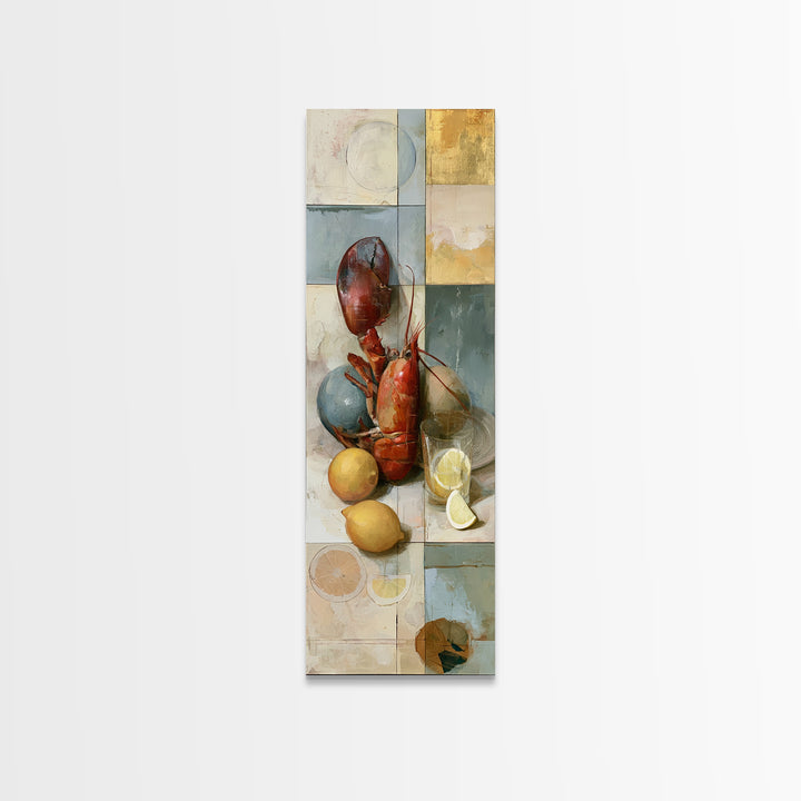 Unexpected Lobster and Lemons Still Life Canvas Print, Eclectic Art, Art, Living Room Decor, Fine Art, Eclectic, Large Wall Art, ECL-1x3-78