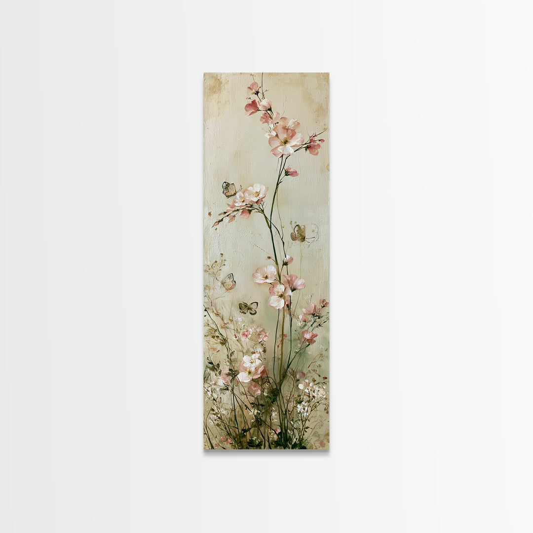 Botanical Collage with Butterflies and Old Paper Canvas Print, Eclectic Art, Printable, Living Room Decor, Fine Art, Eclectic, ECL-1x3-97