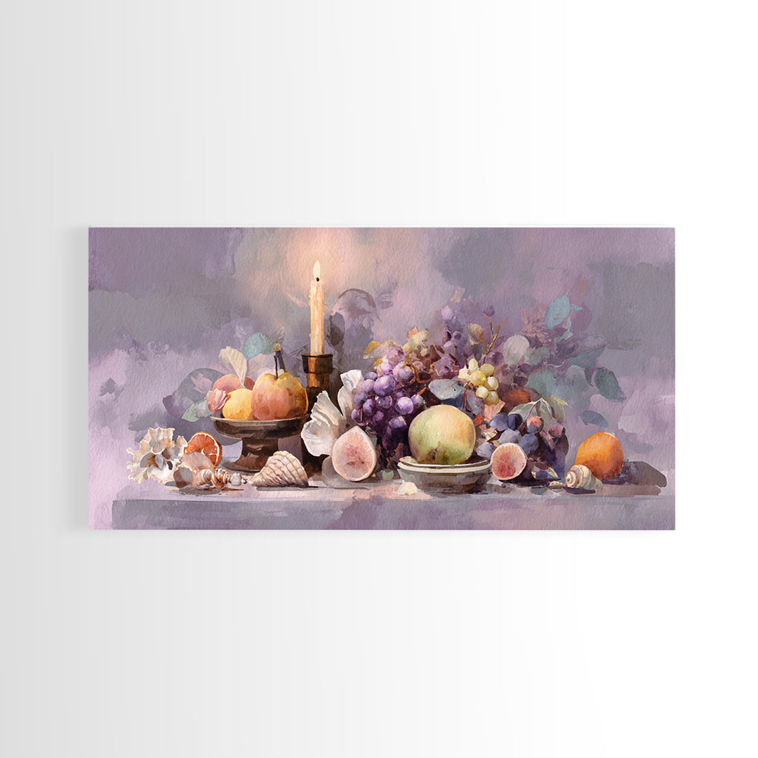 Unexpected Lobster and Lemons Still Life Framed Canvas Print, Eclectic Art, Living Room Decor, Watercolor Art, Eclectic, ECL-2x1-14