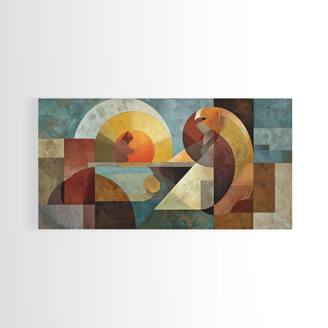 Playful Checkerboard Landscape Framed Canvas Print, Eclectic Art, Printable Art, Living Room Decor, Fine Art, Eclectic, ECL-2x1-29