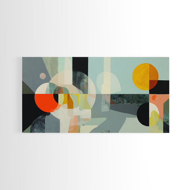 Geometric Sun and Hand Motif Framed Canvas Print, Eclectic Art, Digital Prints, Living Room Decor, Abstract Art, Eclectic, ECL-2x1-35