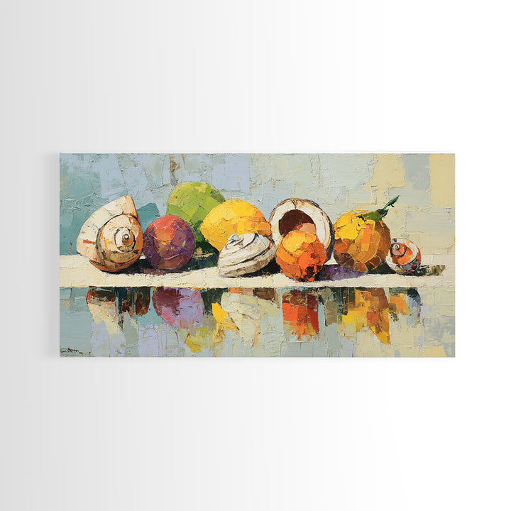 Unexpected Lobster and Lemons Still Life Framed Canvas Print, Eclectic Art, Living Room Decor, Watercolor Art, Eclectic, ECL-2x1-38