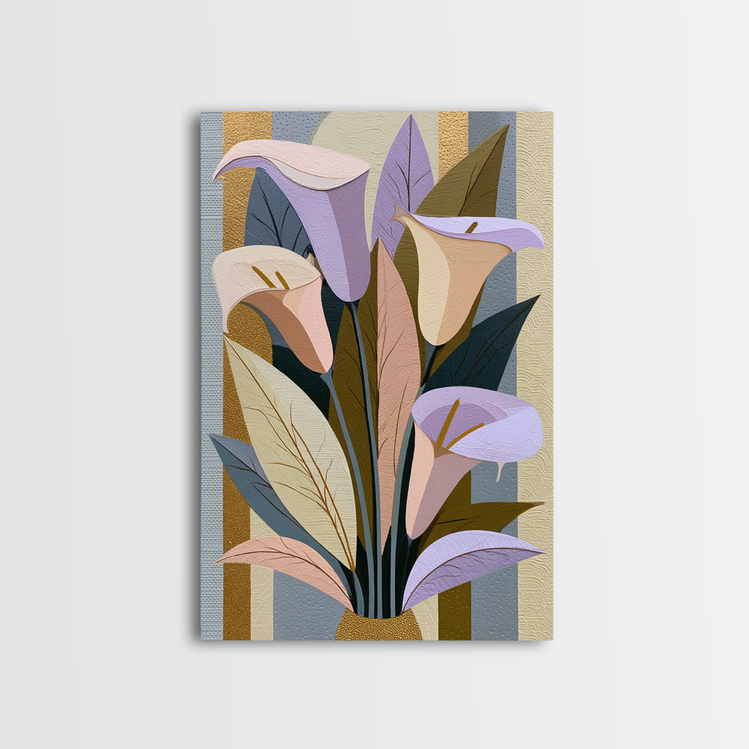 Retro Futurist Vase of Flowers Framed Canvas Print, Eclectic Art, Printables, Living Room Decor, Eclectic, Boho Wall Art, ECL-2x3-18