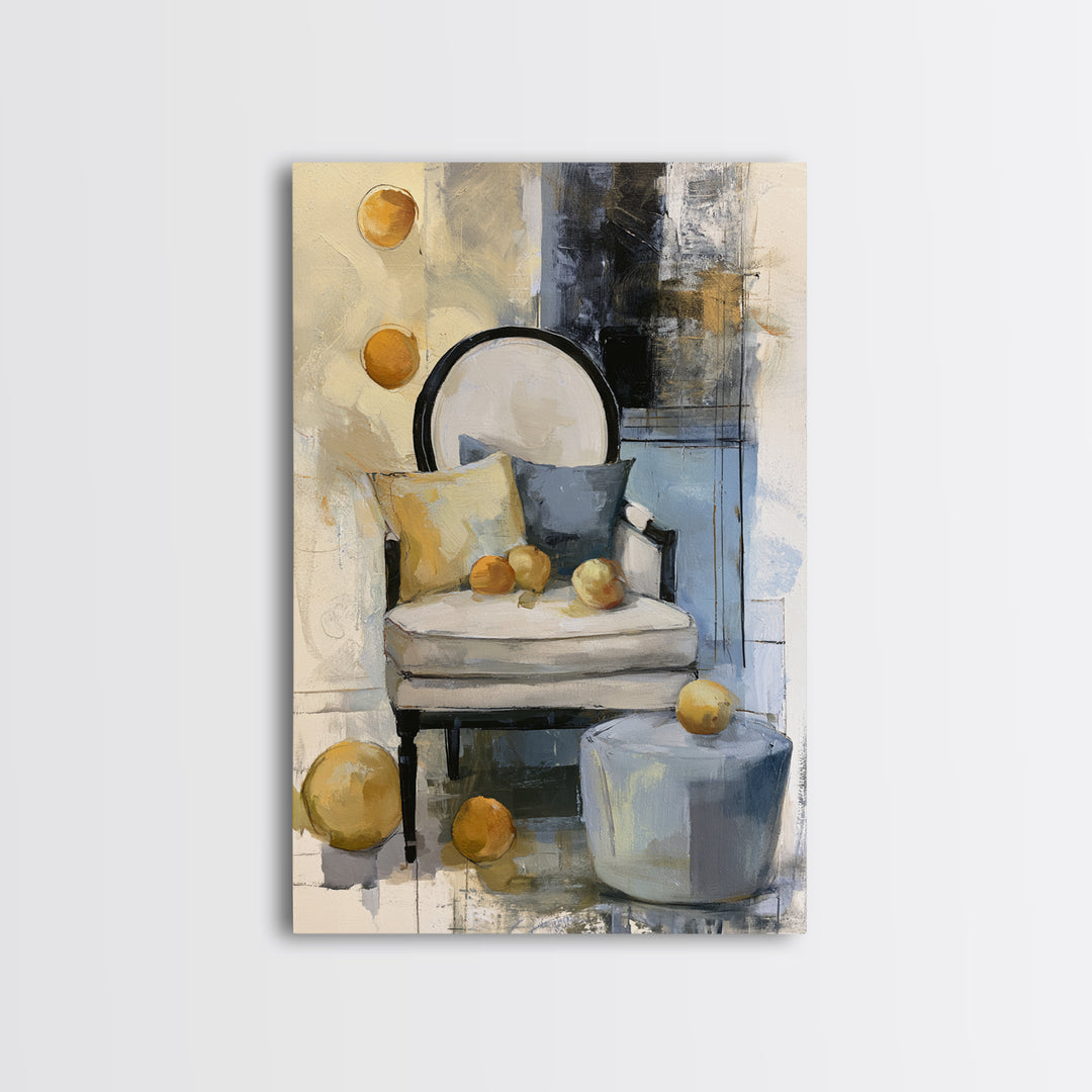 Whimsical Chair Still Life Framed Canvas Print, Eclectic Art, Original Painting, Living Room Decor, Fine Art, Eclectic, ECL-2x3-22