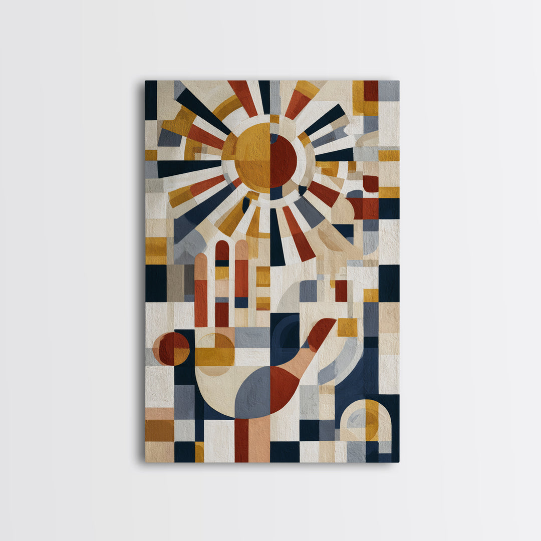 Geometric Sun and Hand Motif Canvas Print, Eclectic Art, Unique Wall Art, Living Room Decor, Abstract Art, Eclectic, Home Decor, ECL-2x3-23
