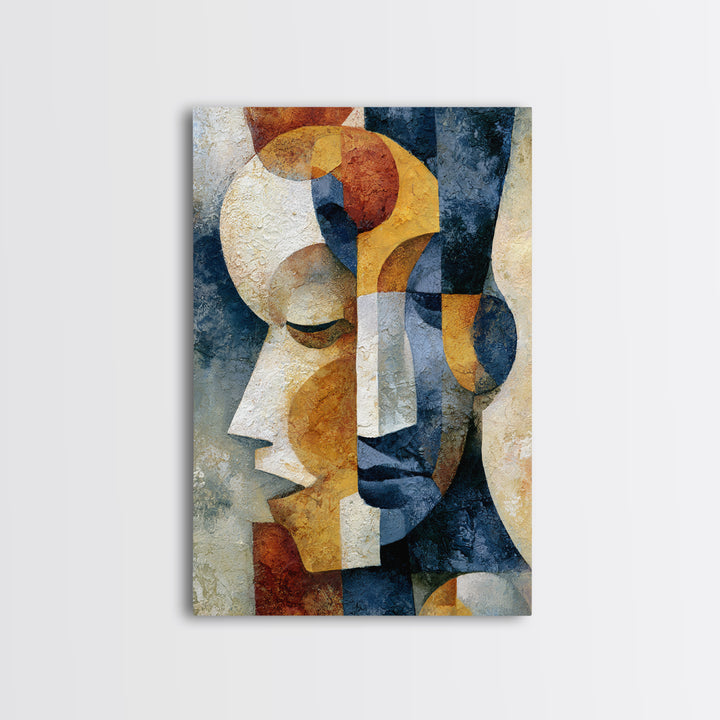 Abstract Mask with Playful Textures Framed Canvas Print, Eclectic Art, Boho, Living Room Decor, Abstract Art, Eclectic, ECL-2x3-4