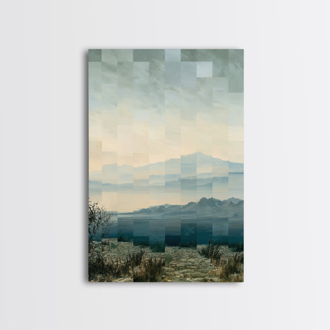 Playful Checkerboard Landscape Framed Canvas Print, Eclectic Art, Dopamine Decor, Living Room Decor, Fine Art, Eclectic, ECL-2x3-41