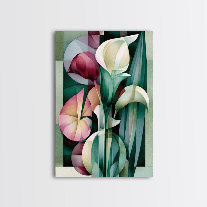 Retro Futurist Vase of Flowers Framed Canvas Print, Eclectic Art, Printables, Living Room Decor, Eclectic, Boho Wall Art, ECL-2x3-42