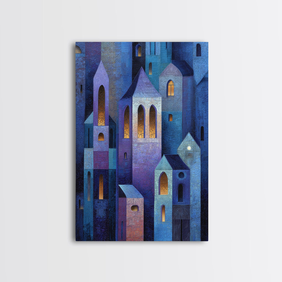 Bohemian Patchwork Landscape Framed Canvas Print, Eclectic Art, Boho, Living Room Decor, Fine Art, Eclectic, Unique Wall Art, ECL-2x3-56