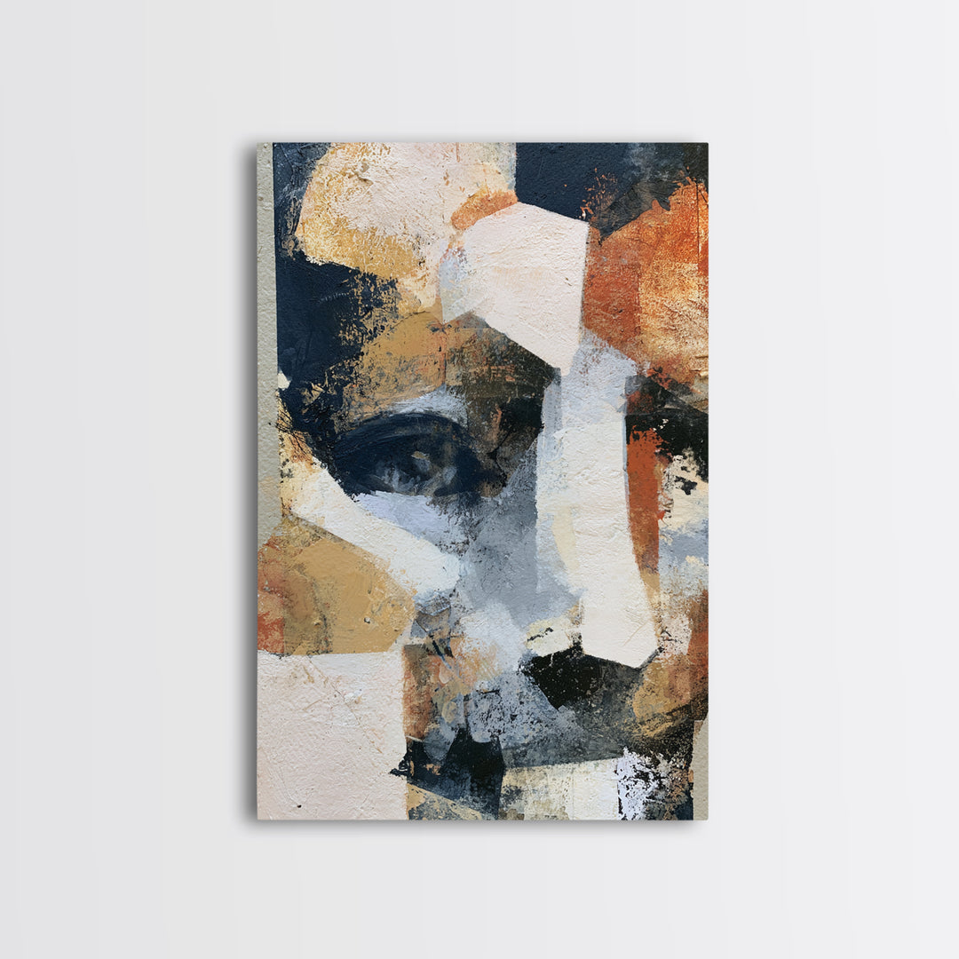 Abstract Mask with Playful Textures Framed Canvas Print, Eclectic Art, Art, Living Room Decor, Abstract Art, Eclectic, ECL-2x3-76