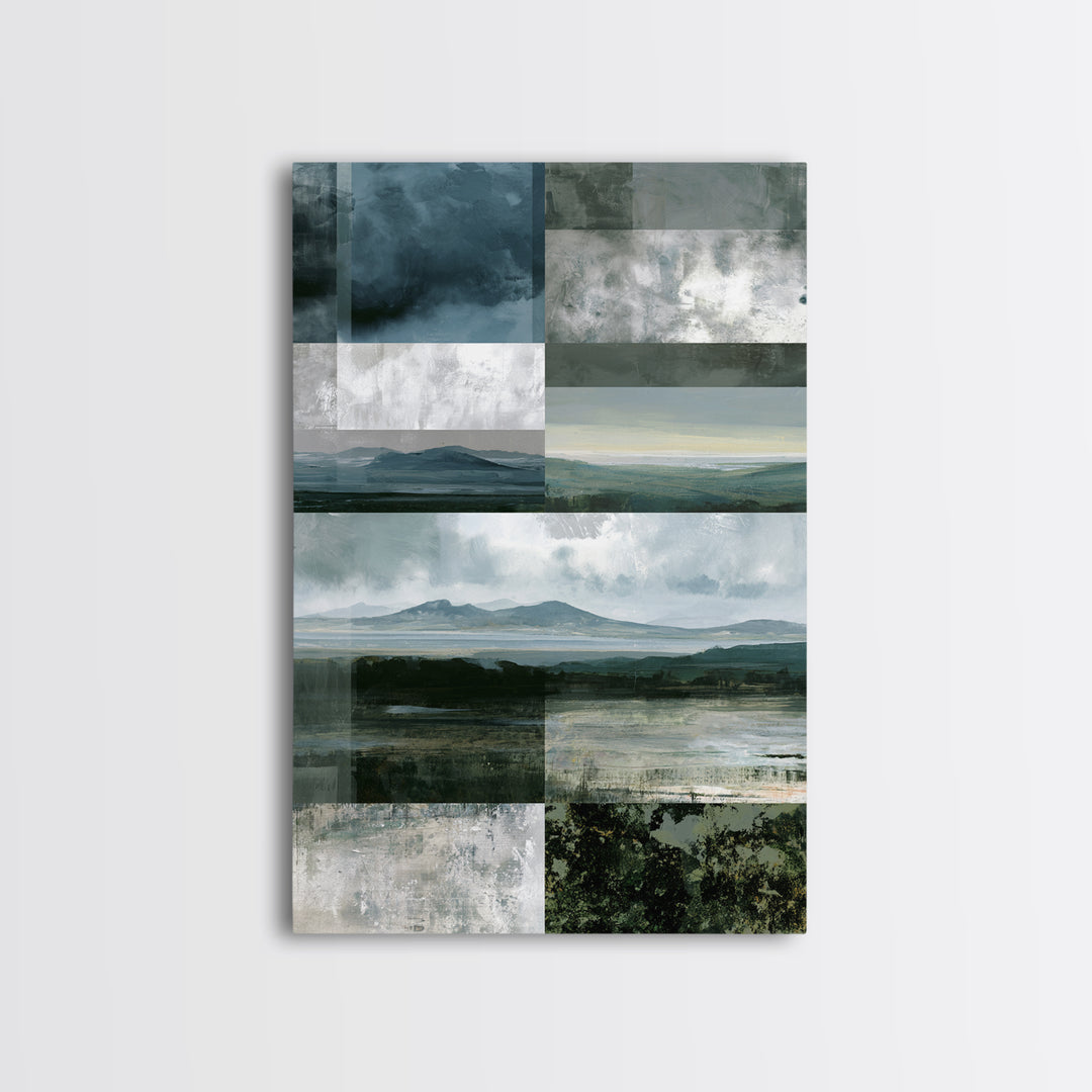 Bohemian Patchwork Landscape Framed Canvas Print, Eclectic Art, Room Decor, Living Room Decor, Fine Art, Eclectic, Artwork, ECL-2x3-8