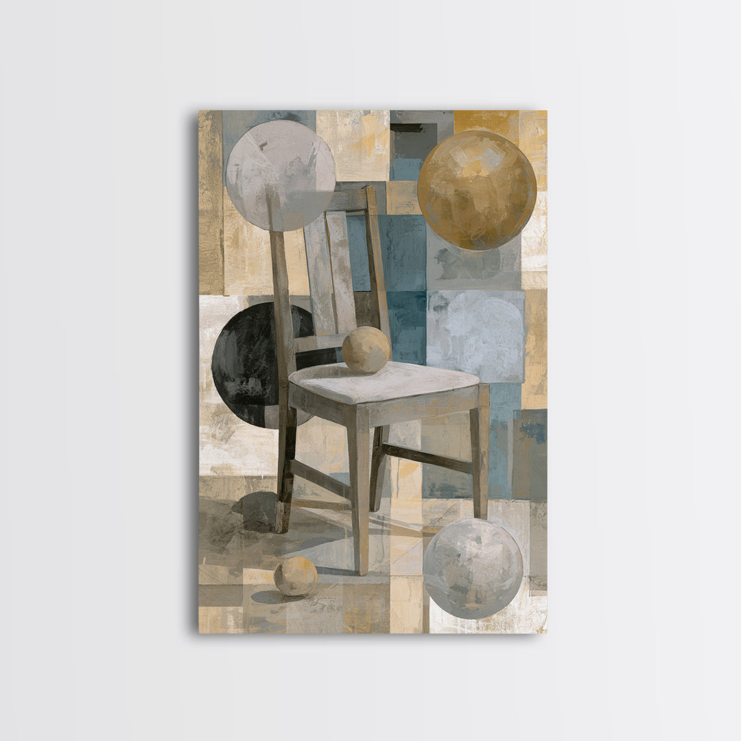 Whimsical Chair Still Life Framed Canvas Print, Eclectic Art, Living Room Decor, Fine Art, Eclectic, Textured Painting, ECL-2x3-94