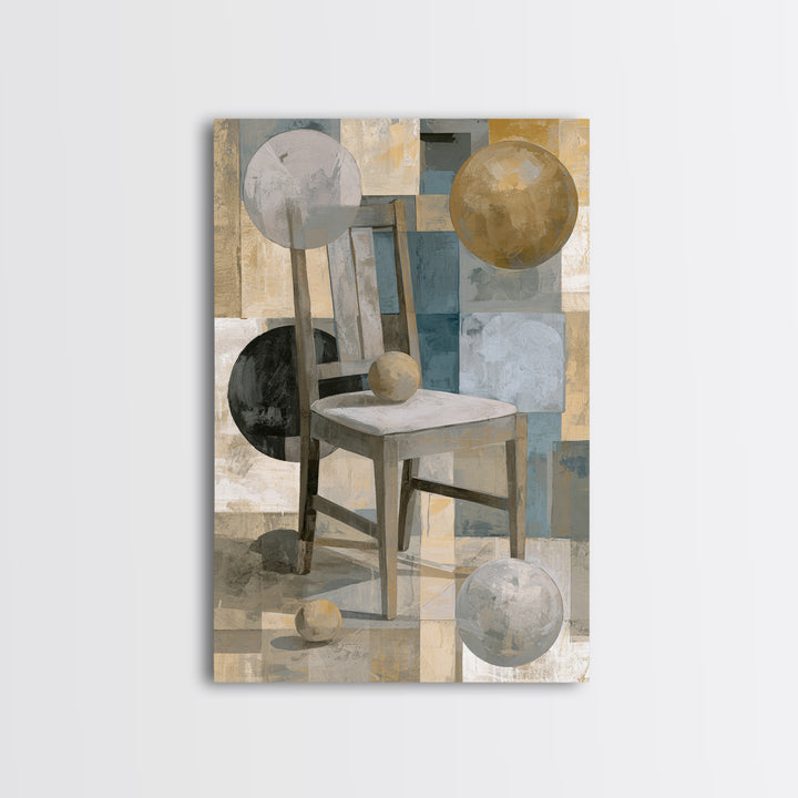 Whimsical Chair Still Life Framed Canvas Print, Eclectic Art, Living Room Decor, Fine Art, Eclectic, Textured Painting, ECL-2x3-94