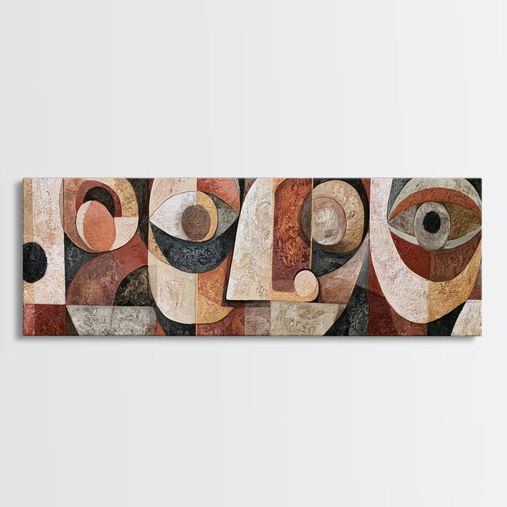 Abstract Mask with Playful Textures Framed Canvas Print, Eclectic Art, Dopamine Decor, Living Room Decor, Abstract Art, ECL-3x1-12