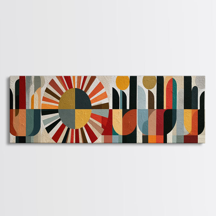 Geometric Sun and Hand Motif Canvas Print, Eclectic Art, Room Decor, Living Room Decor, Eclectic, Artwork, Original Art, ECL-3x1-31