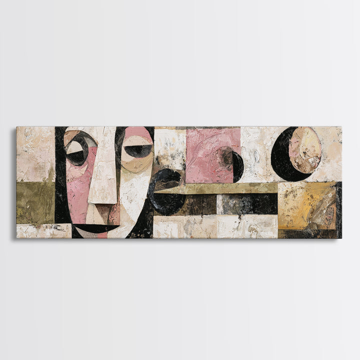 Abstract Mask with Playful Textures Canvas Print, Eclectic Art, Modern Decor, Living Room Decor, Fine Art, Eclectic, Wall Decor, ECL-3x1-36