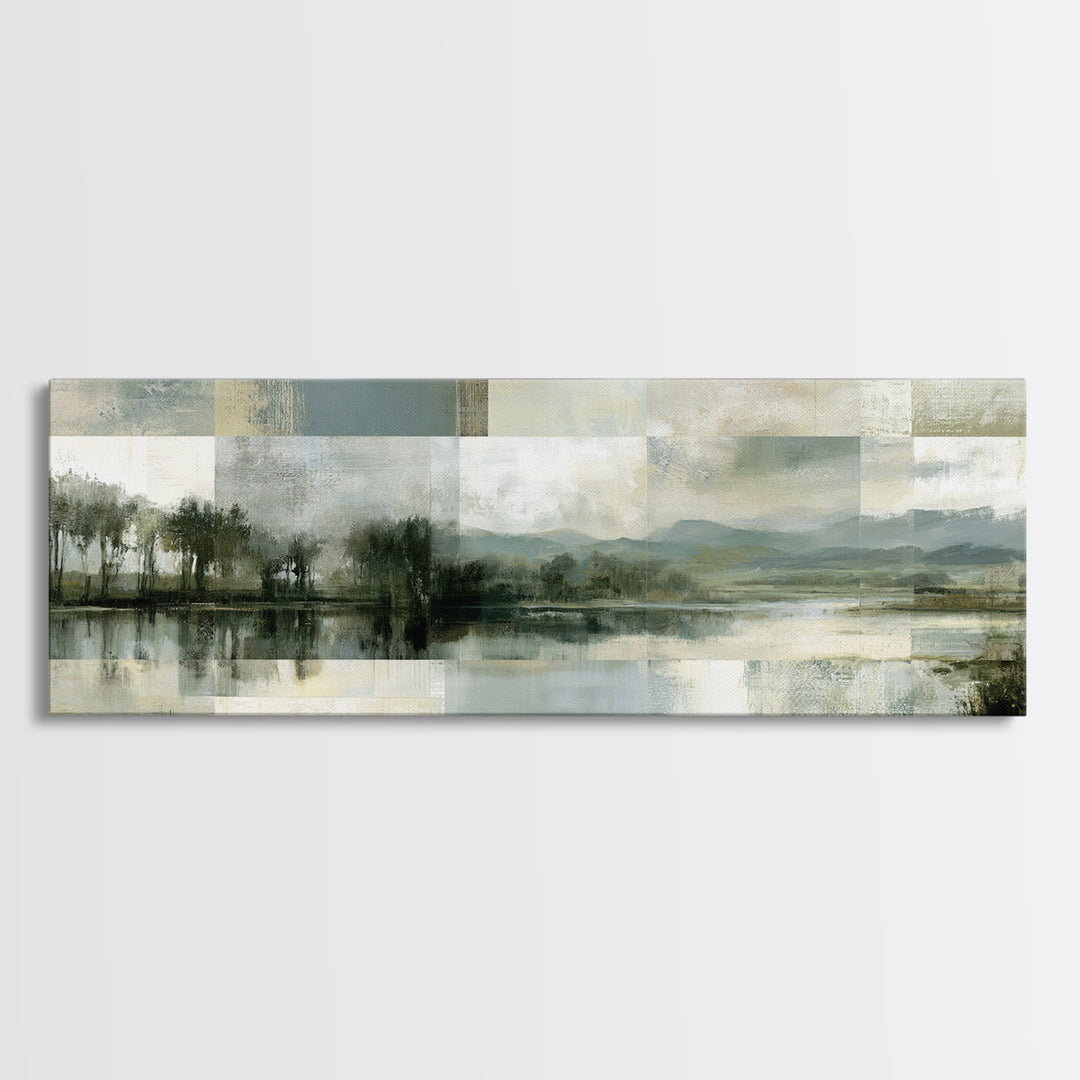 Bohemian Patchwork Landscape Canvas Print, Eclectic Art, Fine Art Print, Living Room Decor, Oil Painting, Eclectic, ECL-3x1-40