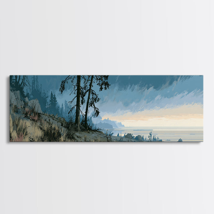 Playful Checkerboard Landscape Canvas Print, Eclectic Art, Minimalist Decor, Living Room Decor, Fine Art, Eclectic, ECL-3x1-49