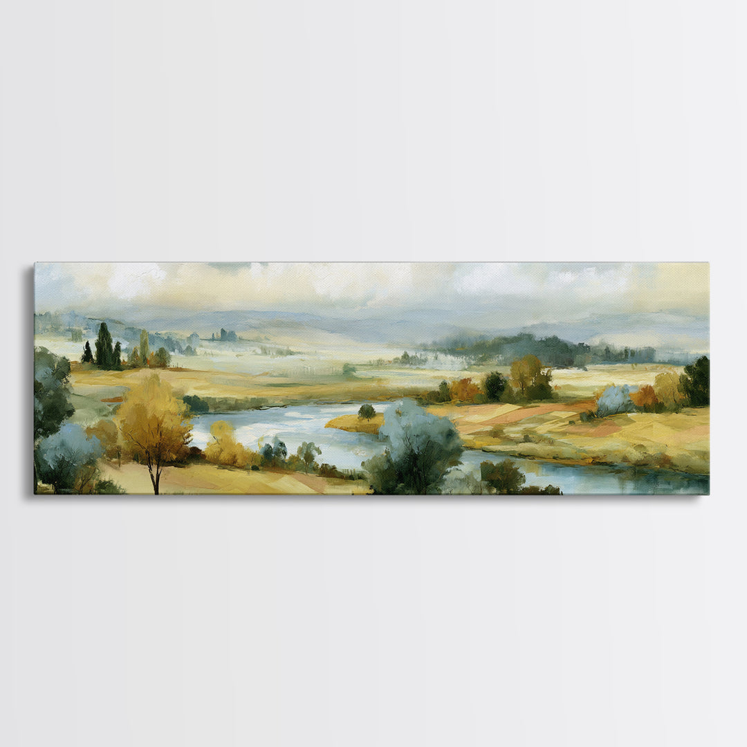 Playful Checkerboard Landscape Framed Canvas Print, Eclectic Art, Wall Decor, Living Room Decor, Oil Painting, Eclectic, ECL-3x1-73