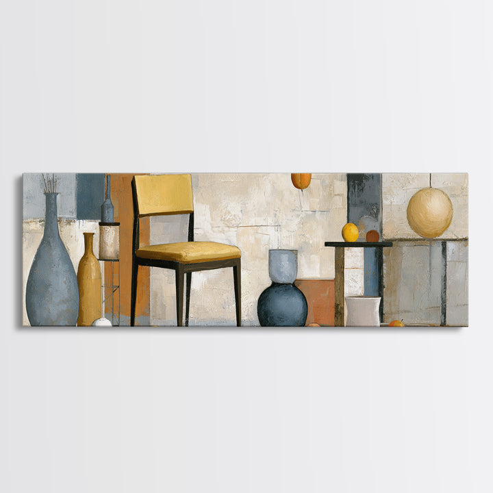 Whimsical Chair Still Life Canvas Print, Eclectic Art, Abstract Art, Living Room Decor, Fine Art, Eclectic, Neutral Decor, ECL-3x1-78