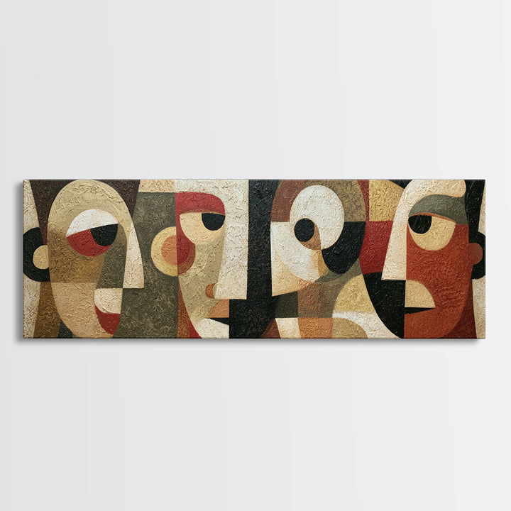 Abstract Mask with Playful Textures Framed Canvas Print, Eclectic Art, Digital Art, Living Room Decor, Abstract Art, Eclectic, ECL-3x1-84