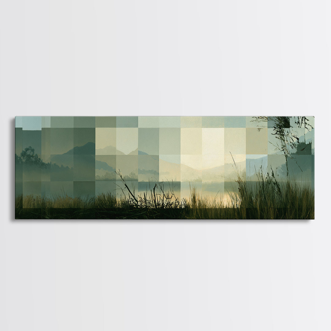 Playful Checkerboard Landscape Canvas Print, Eclectic Art, Printable, Living Room Decor, Fine Art, Eclectic, Printable Art, ECL-3x1-97