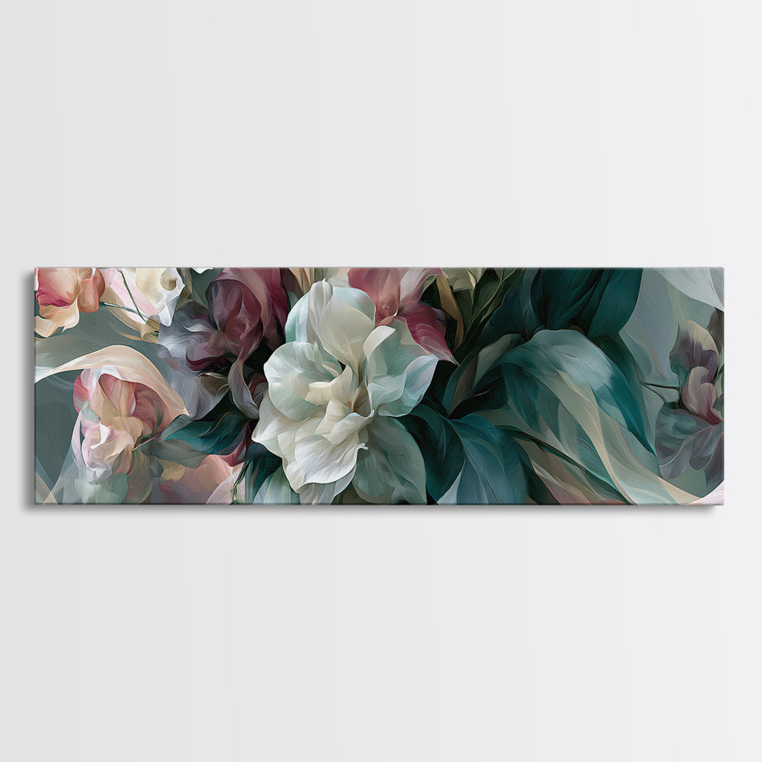 Retro Futurist Vase of Flowers Canvas Print, Eclectic Art, Luxury Decor, Living Room Decor, Oil Painting, Eclectic, Art Print, ECL-3x1-98