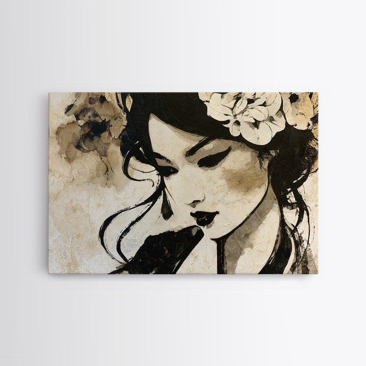 Mixed Media Woman Canvas Print, Eclectic Art, Wall Art, Living Room Decor, Oil Painting, Eclectic, Printables, ECL-3x2-12