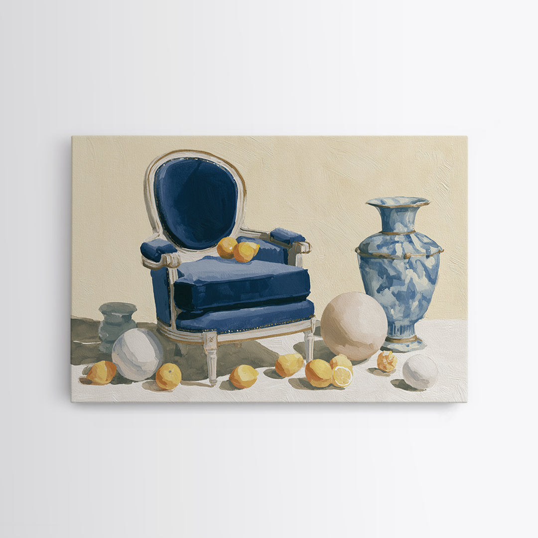 Whimsical Chair Still Life Framed Canvas Print, Eclectic Art, Living Room Decor, Fine Art, Eclectic, Textured Painting, ECL-3x2-18