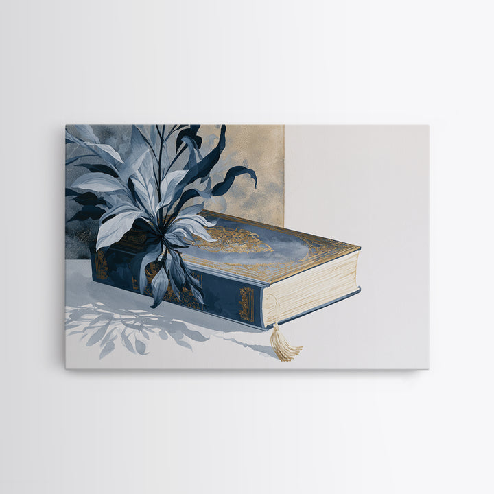 Colorful Book and Plant Still Life Framed Canvas Print, Eclectic Art, Printables, Living Room Decor, Fine Art, Eclectic, ECL-3x2-27