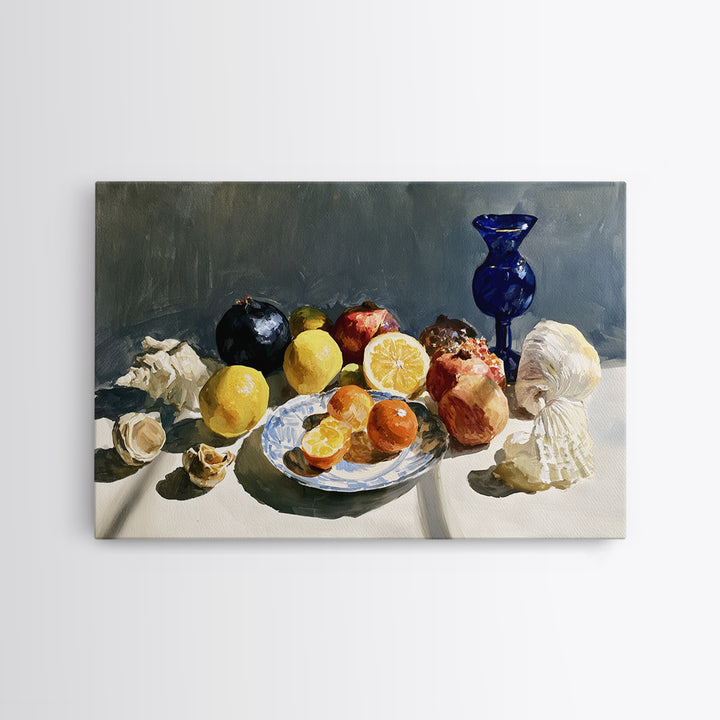 Bold Maximalist Still Life Framed Canvas Print, Eclectic Art, Oil Painting, Living Room Decor, Eclectic, Dopamine Decor, ECL-3x2-31