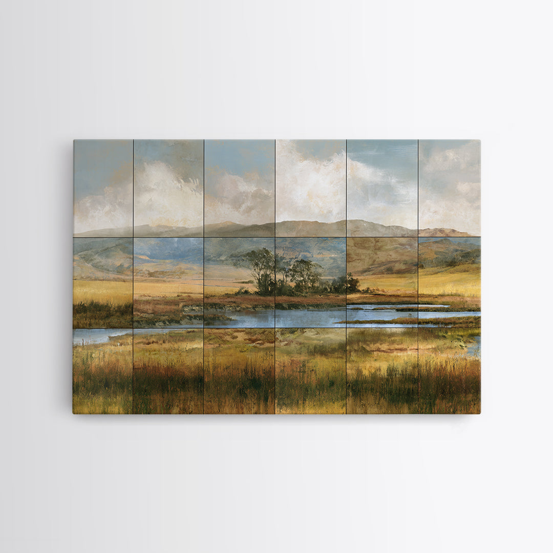 Bohemian Patchwork Landscape Canvas Print, Eclectic Art, Fine Art Print, Living Room Decor, Fine Art, Eclectic, Digital Prints, ECL-3x2-4