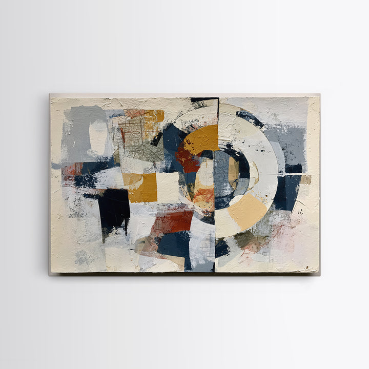 Abstract Shapes Layered Framed Canvas Print, Eclectic Art, Contemporary Art, Living Room Decor, Fine Art, Eclectic, ECL-3x2-8