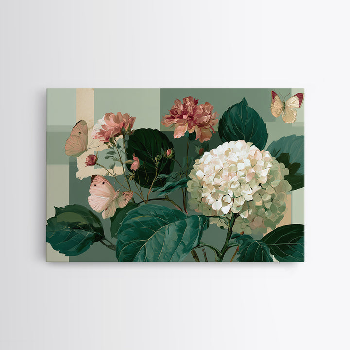 Botanical Collage with Butterflies and Old Paper Canvas Print, Eclectic Art, Printable, Living Room Decor, Fine Art, Eclectic, ECL-3x2-89