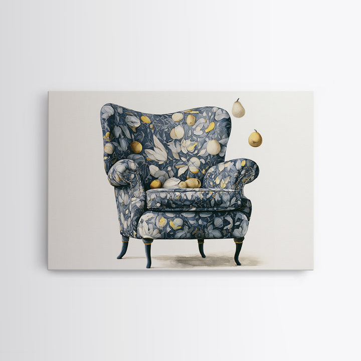 Whimsical Chair Still Life Framed Canvas Print, Eclectic Art, Luxury Decor, Living Room Decor, Fine Art, Eclectic, Art Print, ECL-3x2-90