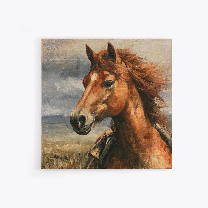 Chestnut Horse Portrait Framed Canvas Print, Equestrian Art, Statement Artwork, Living Room Decor, Fine Art, Equestrian, EQU-1x1-57