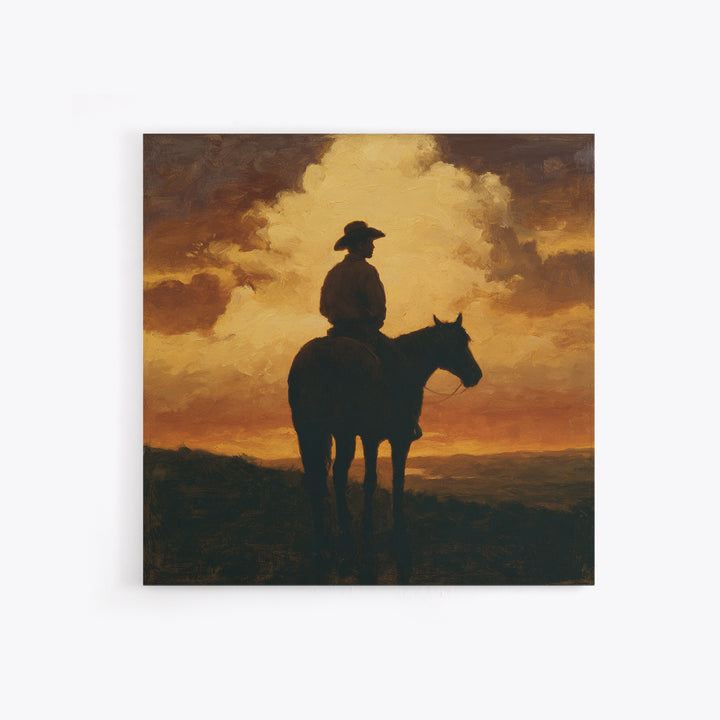 Equestrian Rider Silhouette at Sunrise Canvas Print, Equestrian Art, Wall Art, Living Room Decor, Fine Art, Equestrian, EQU-1x1-99