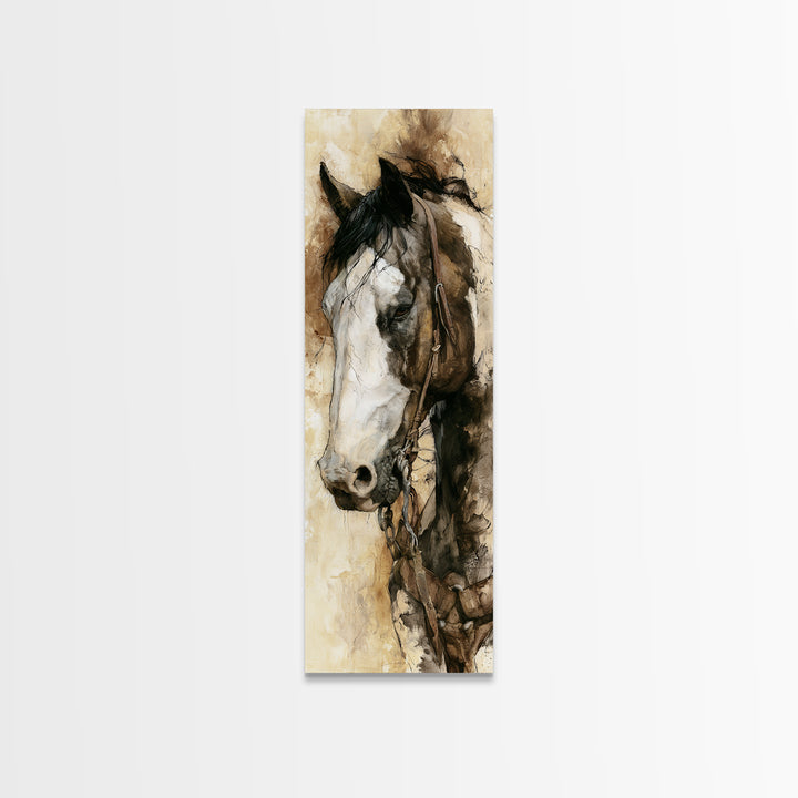 Horse Head Rendered Canvas Print, Equestrian Art, Gallery Wall Art, Living Room Decor, Fine Art, Equestrian, Textured Painting, EQU-1x3-18