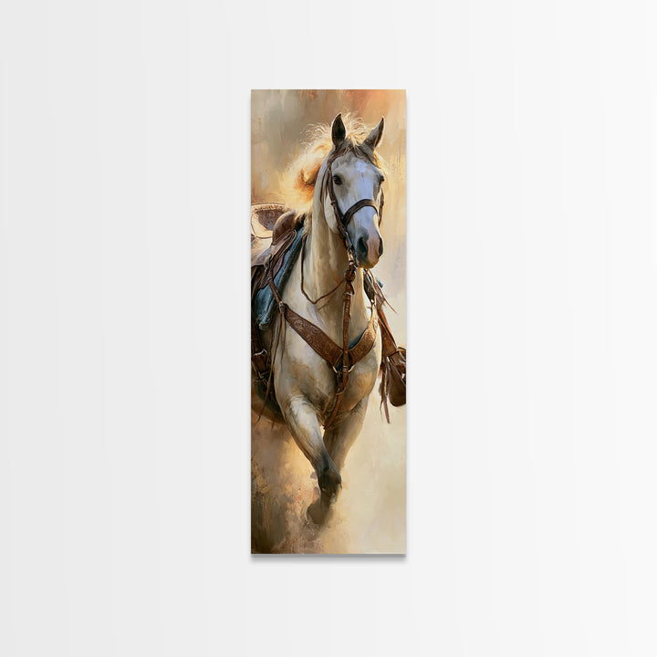 Dressage Horse in Refined Classical Pose Canvas Print, Equestrian Art, Green Wall Art, Living Room Decor, Fine Art, Equestrian, EQU-1x3-22