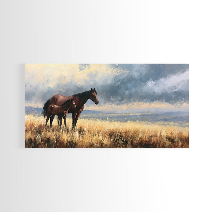 Horse and Foal Canvas Print, Equestrian Art, Contemporary Art, Living Room Decor, Fine Art, Equestrian, Farmhouse Decor, EQU-2x1-32