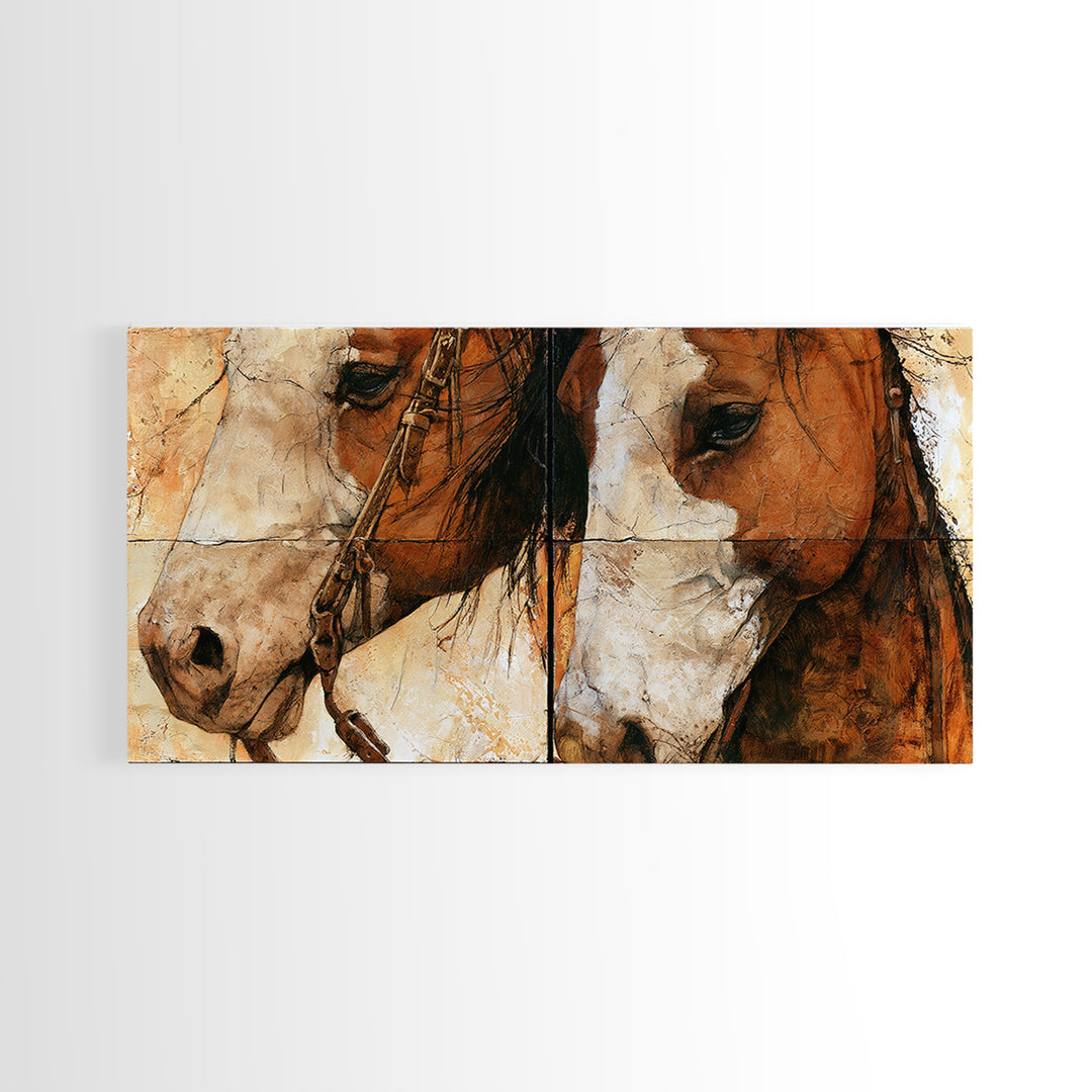 Horse Head Rendered Canvas Print, Equestrian Art, Living Room Decor, Abstract Art, Equestrian, Modern Wall Art, EQU-2x1-74