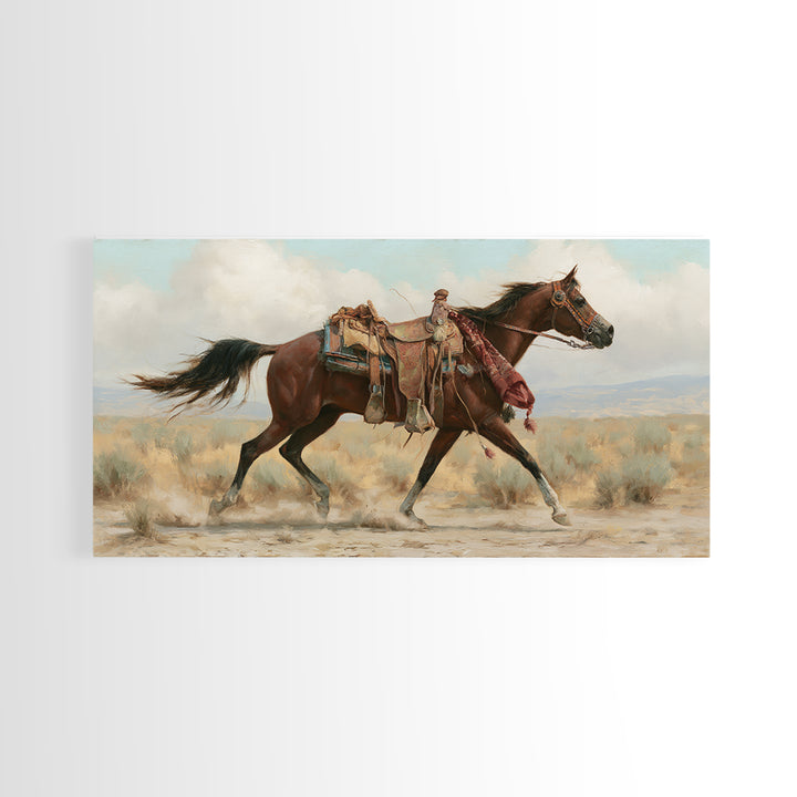 Arabian Horse with Ornate Tack and Silk Framed Canvas Print, Equestrian Art, Contemporary Art, Living Room Decor, Equestrian, EQU-2x1-83