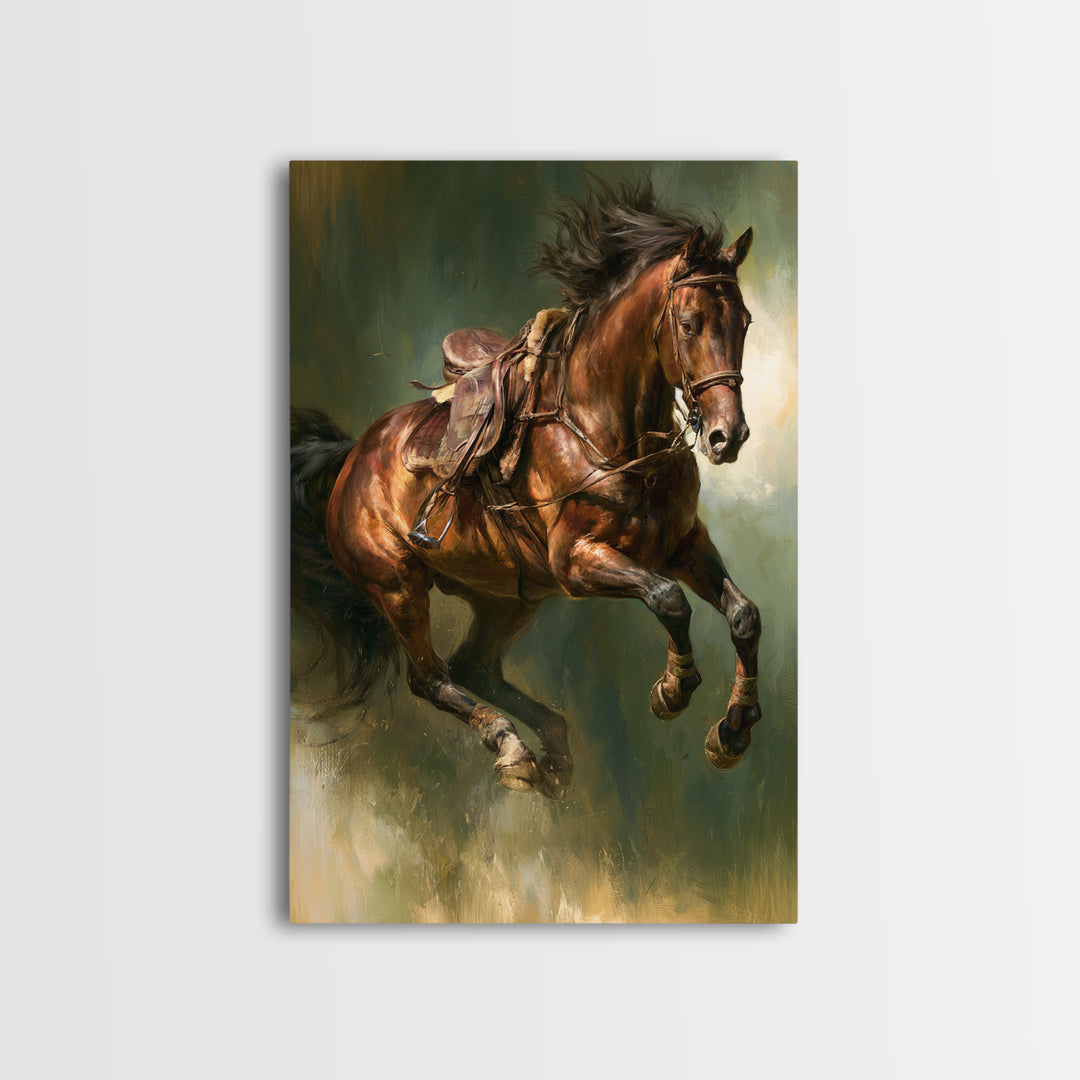 Show Jumping Horse Mid Leap Canvas Print, Equestrian Art, Gallery Decor, Living Room Decor, Fine Art, Equestrian, EQU-2x3-15